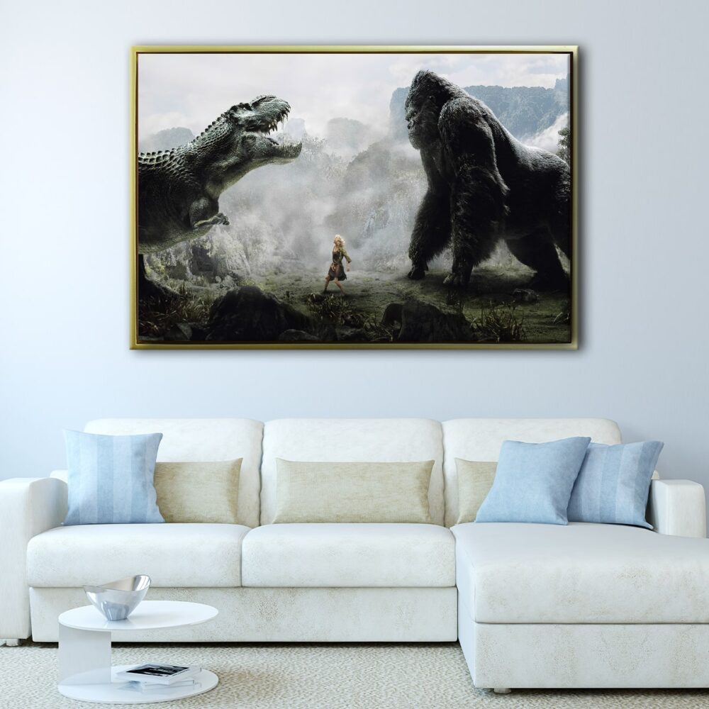 godzilla vs king kong floating frame canvas