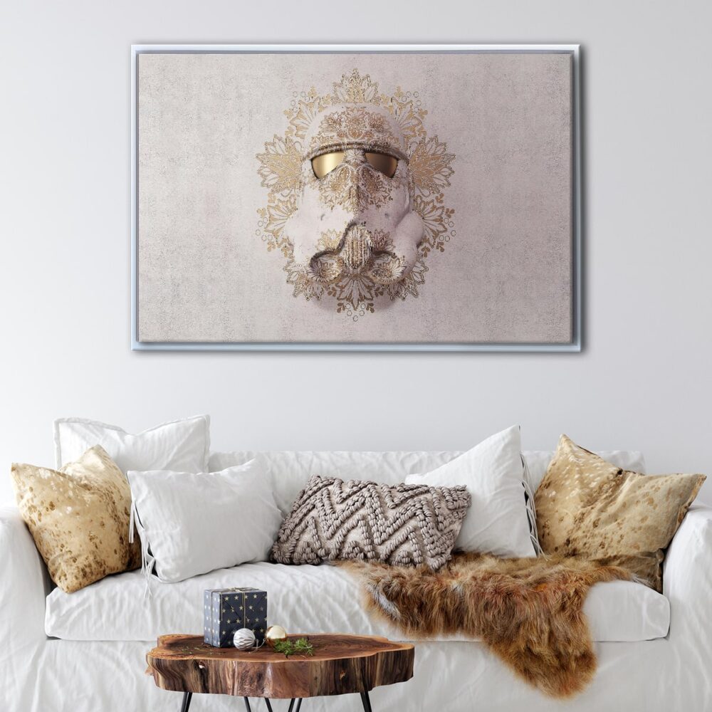 golden trooper floating frame canvas