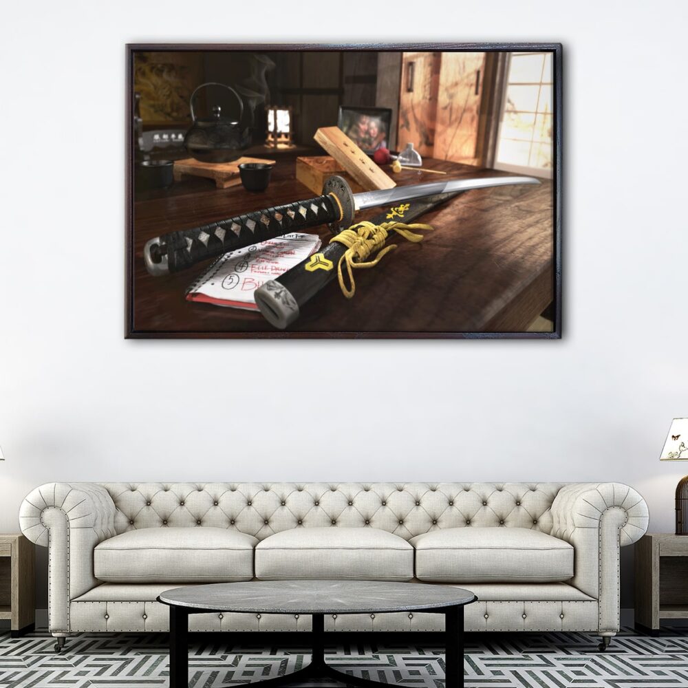 hattory hanzo sword floating frame canvas