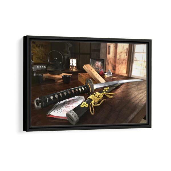 hattory hanzo sword framed canvas black frame