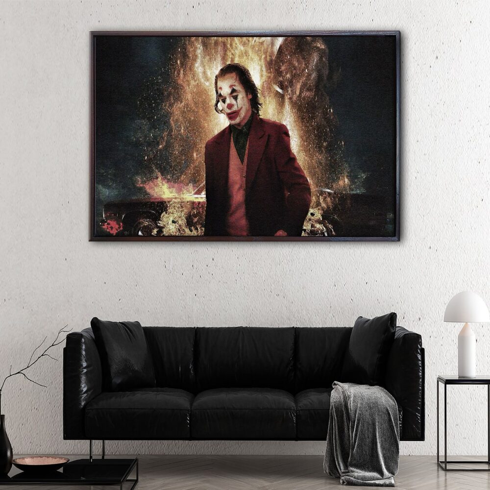 joker in fire floating frame canvas