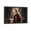 joker in fire framed canvas black frame