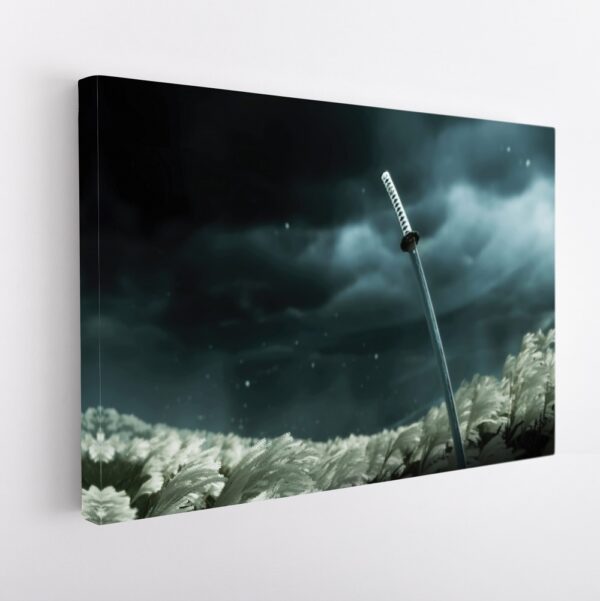 katana sword in wind stretched canvas