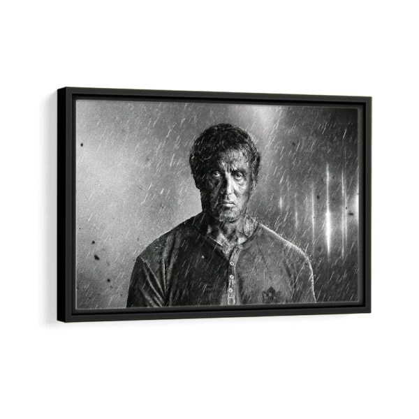 rambo under the rain framed canvas black frame