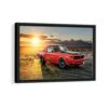 red muscle car framed canvas black frame