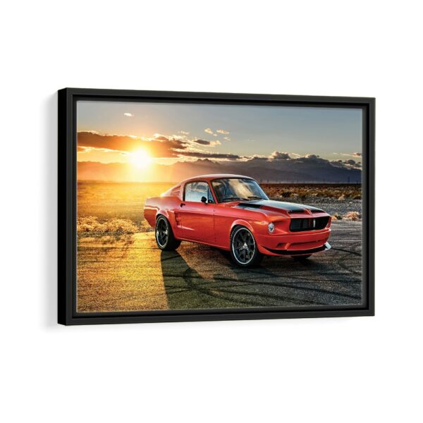 red muscle car framed canvas black frame