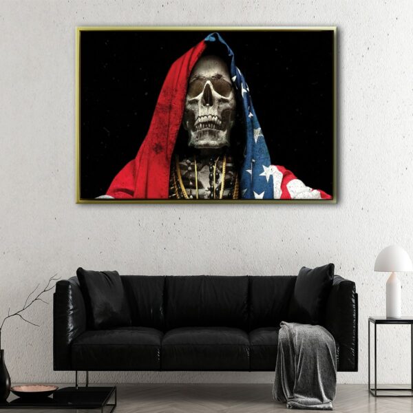 santa muerte floating frame canvas