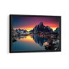 sunset in alps framed canvas black frame