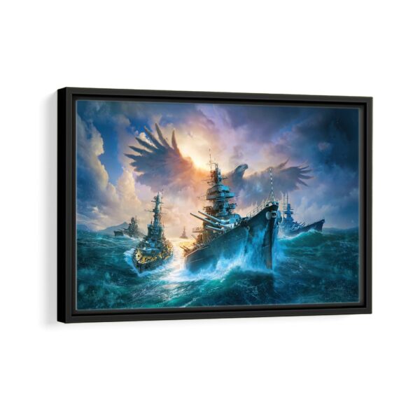 ww2 battleships framed canvas black frame