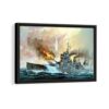 ww2 warship framed canvas black frame