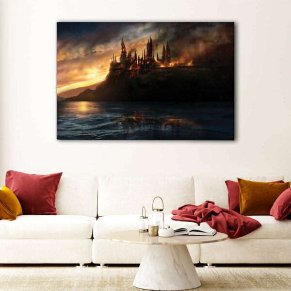 1 panels burning castel canvas art