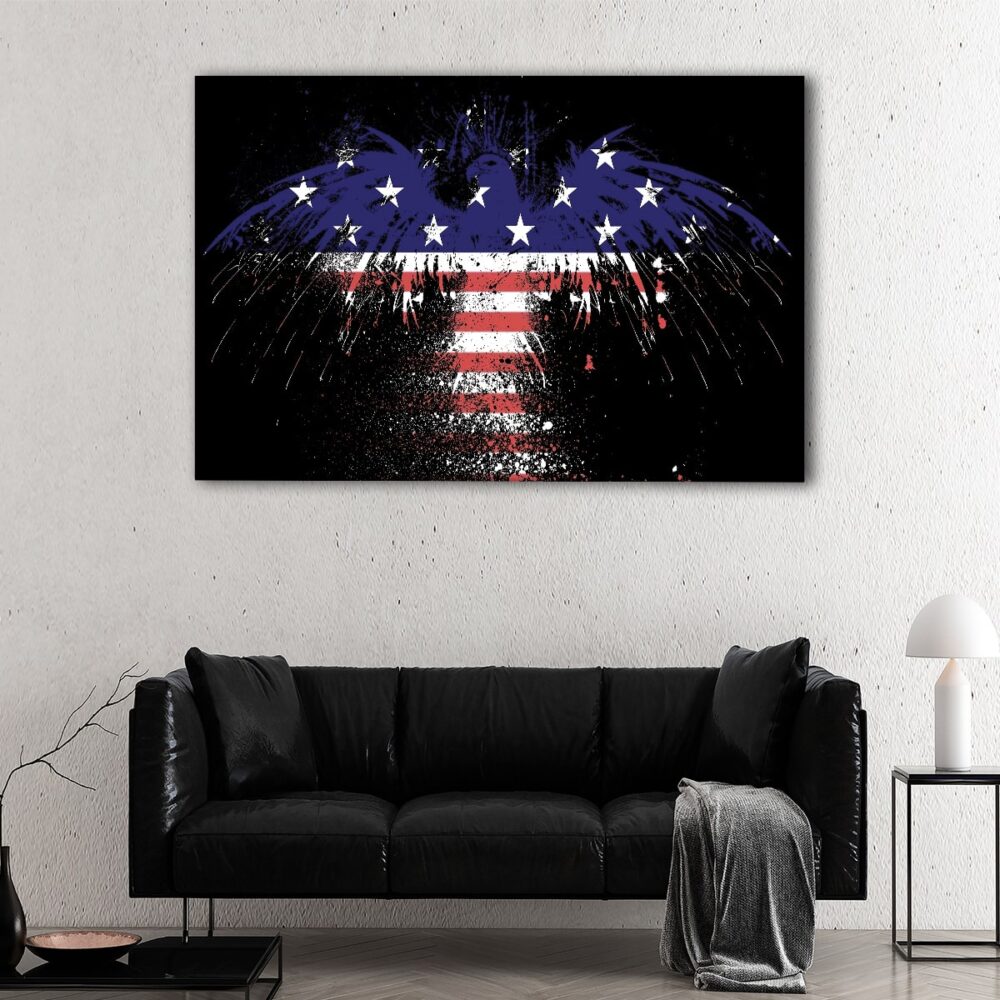 1 panels eagle american flag canvas art