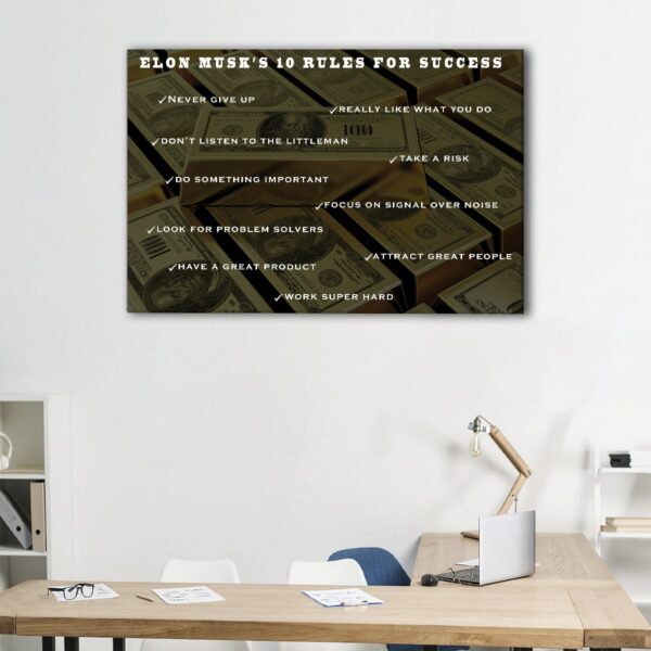 1 panels elon musk 10 rules for success canvas art