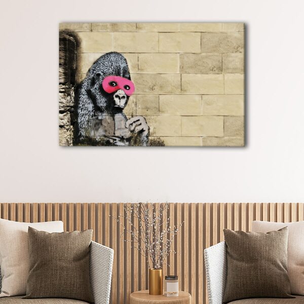 1 panels gorilla in a pink mask canvas art