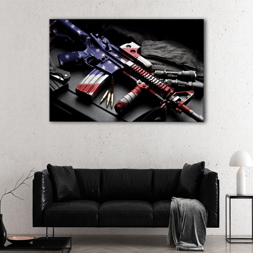 1 panels usa M4 gun canvas art