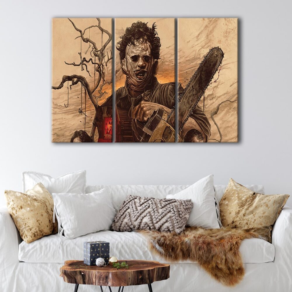 3 panels chainsaw killer canvas art