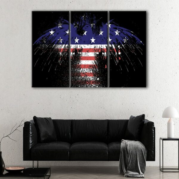 3 panels eagle american flag canvas art