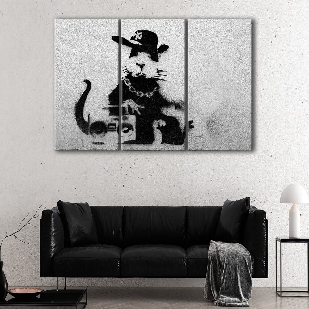 3 panels gangsta rat canvas art