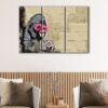 3 panels gorilla in a pink mask canvas art