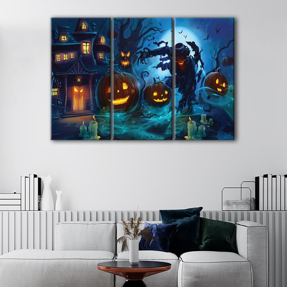 3 panels halloween monster canvas art