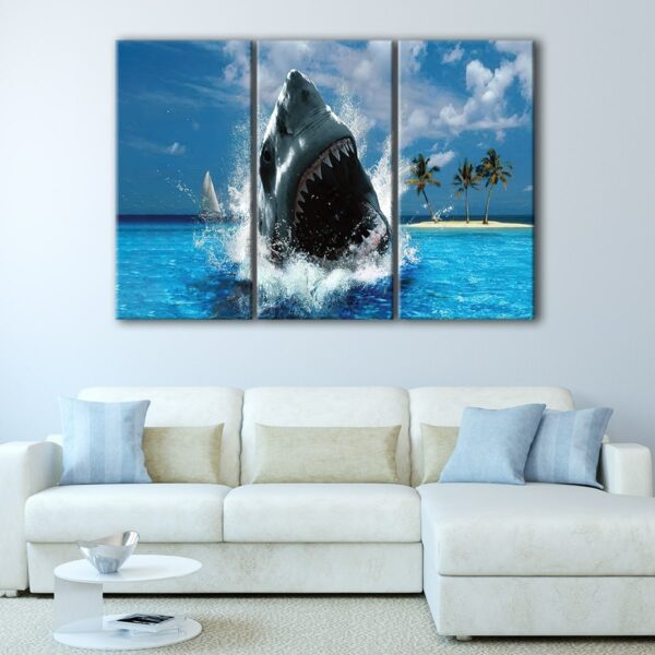 3 panels jaws movie canvas art