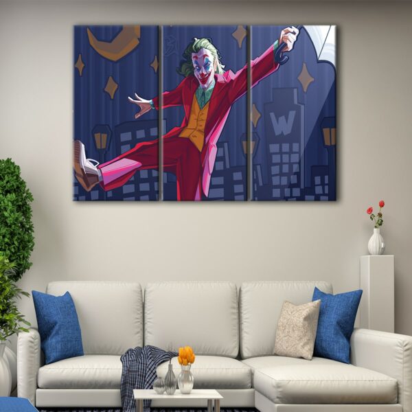 3 panels joker cartoon canvas art