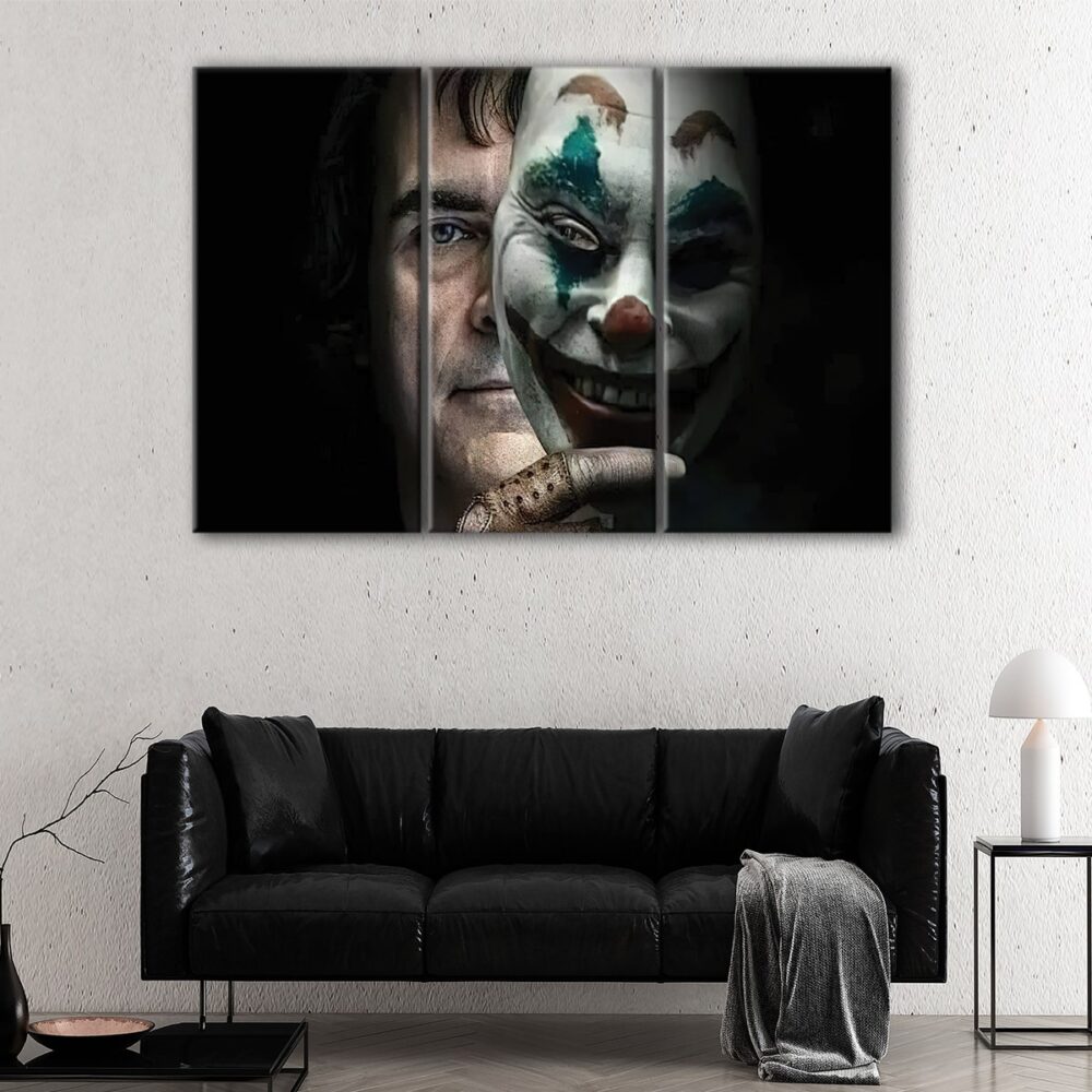 3 panels joker mask canvas art