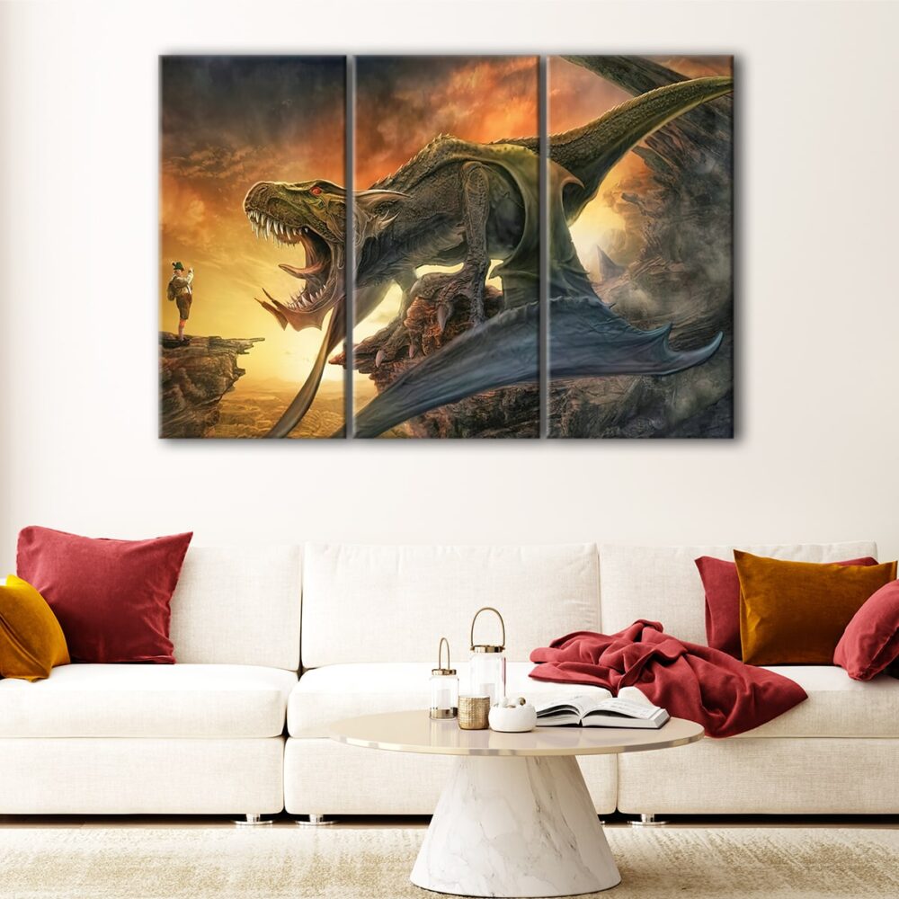 3 panels jurassic park canvas art