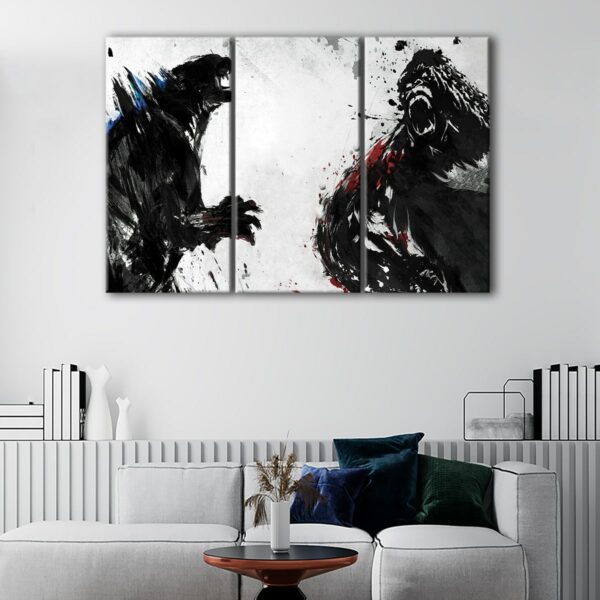 3 panels king kong abstract canvas art