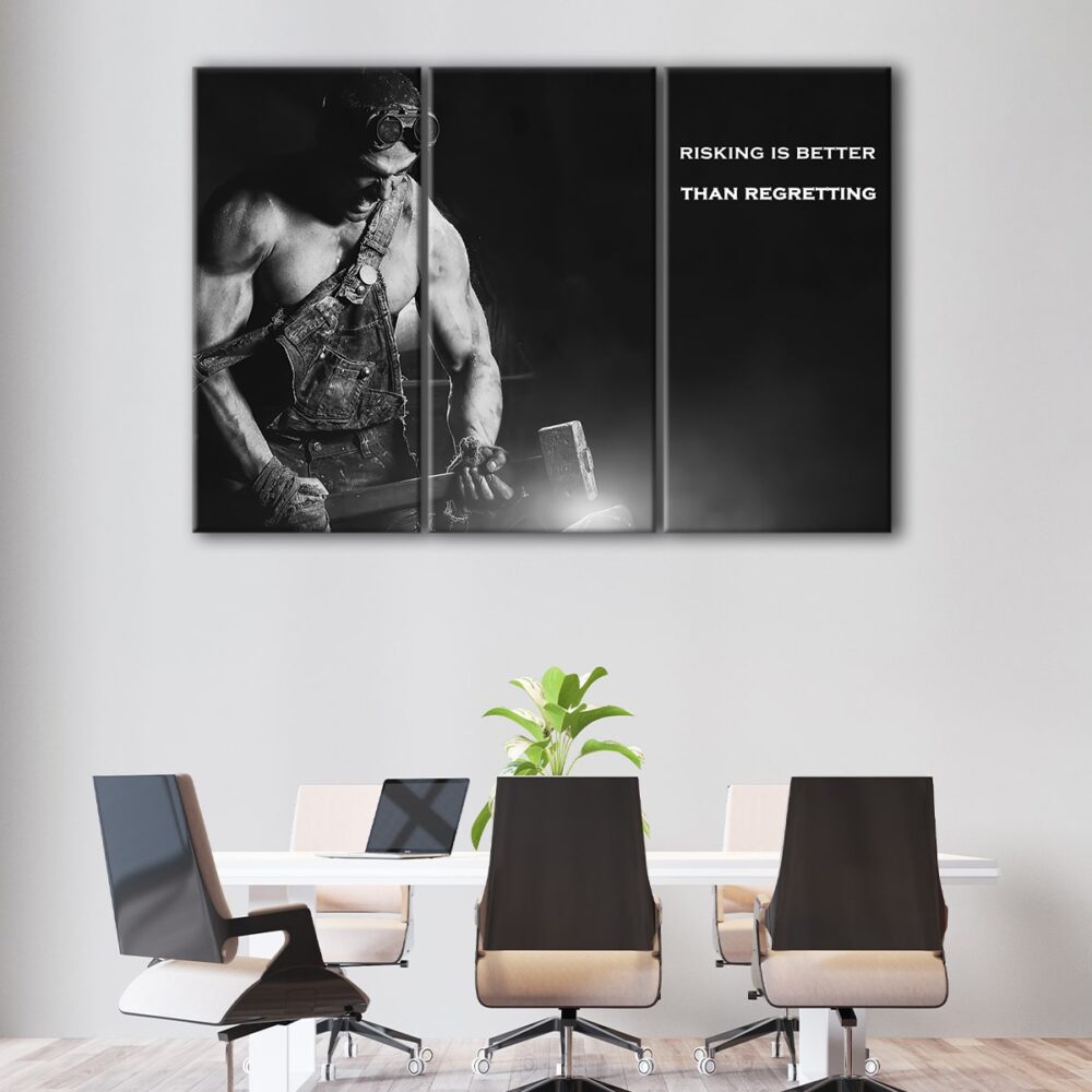 3 panels risking quote canvas art