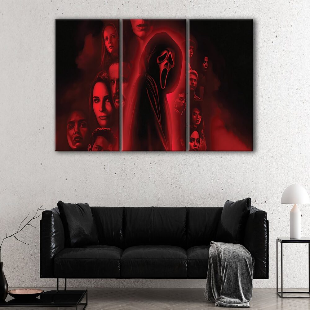 3 panels scream horror canvas art