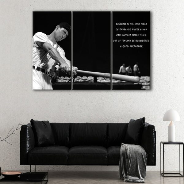 3 panels ted williams baseball canvas art