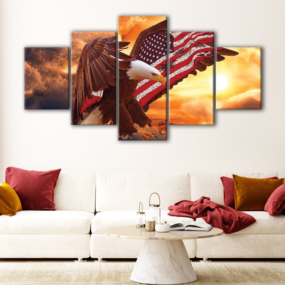 5 panels american eagle canvas art