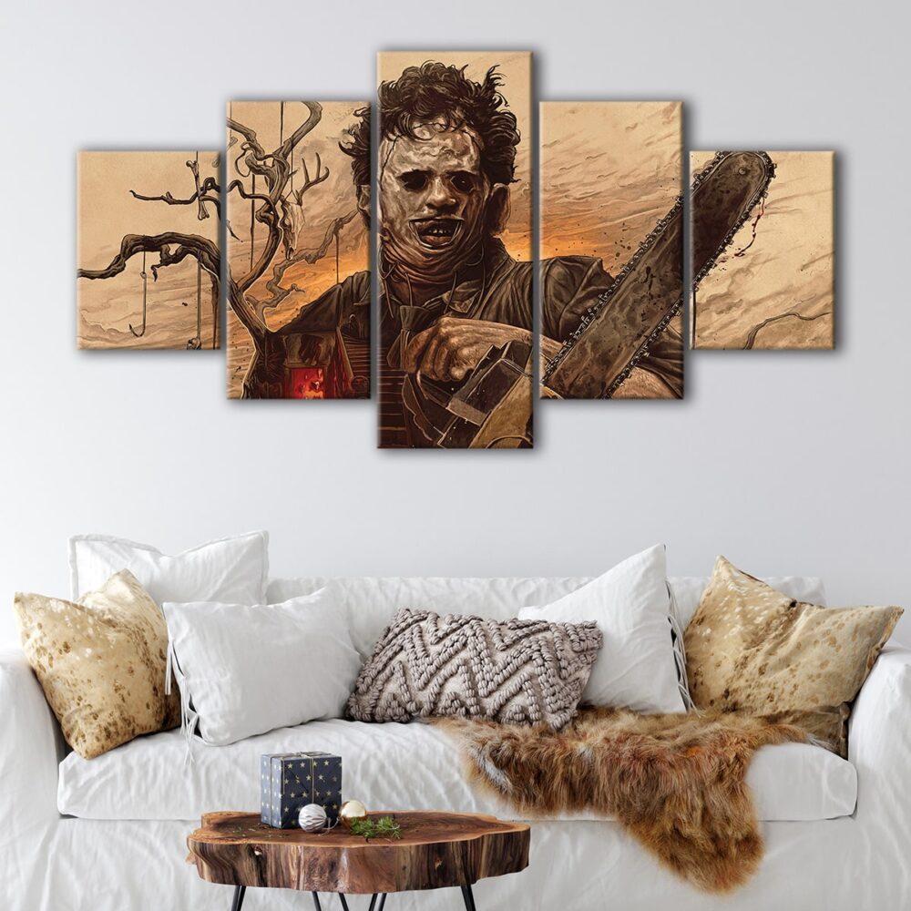 5 panels chainsaw killer canvas art