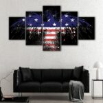 5 panels eagle american flag canvas art