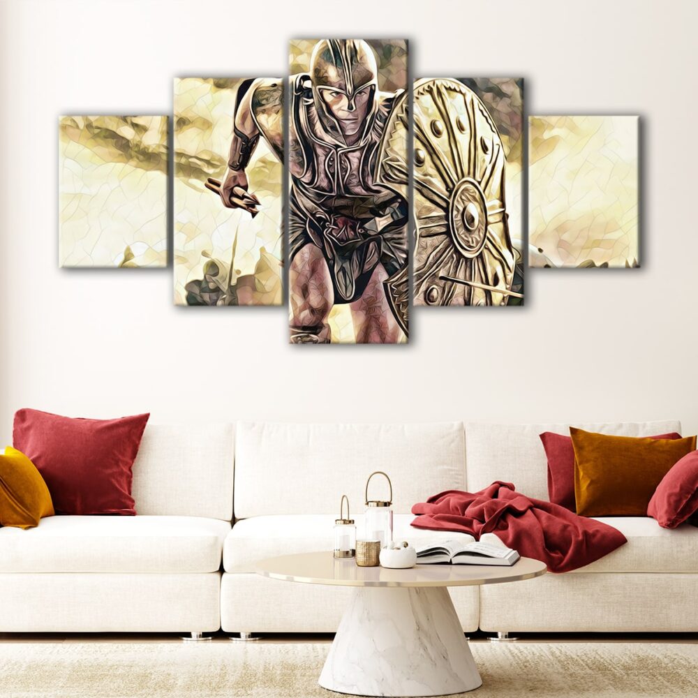 5 panels glorious achilles canvas art