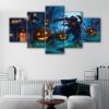 5 panels halloween monster canvas art