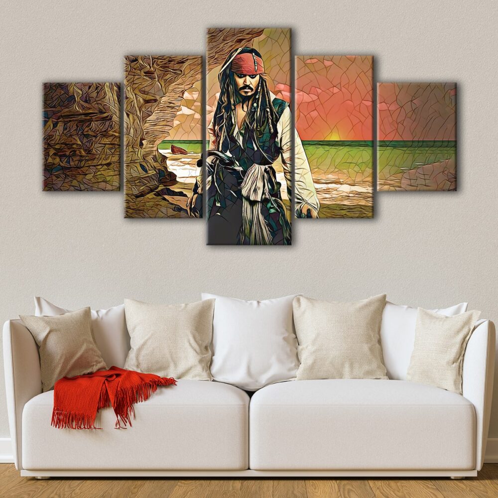 5 panels jack sparrow canvas art