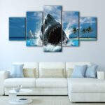 5 panels jaws movie canvas art