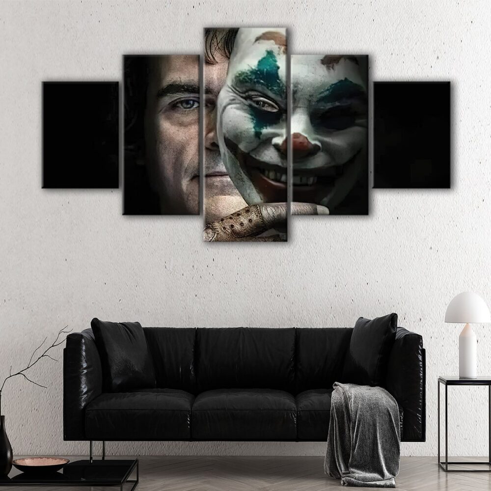 5 panels joker mask canvas art