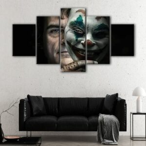 5 panels joker mask canvas art