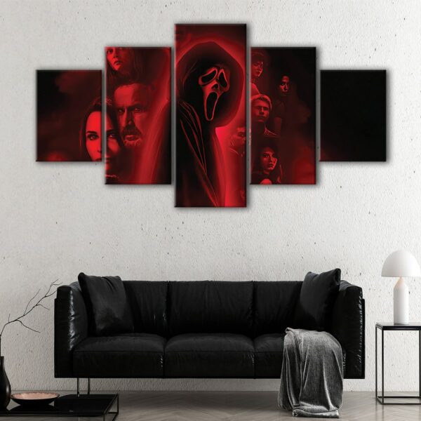 5 panels scream horror canvas art