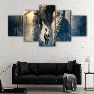 5 panels the rock vs king kong canvas art