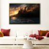 burning castel floating frame canvas