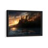 burning castel framed canvas black frame