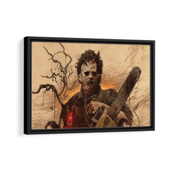 chainsaw killer framed canvas black frame