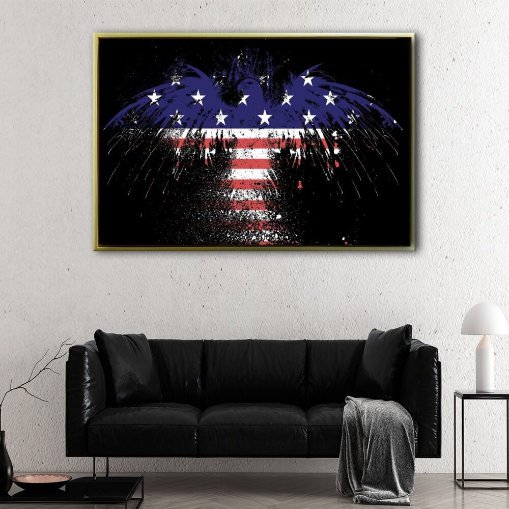 eagle american flag floating frame canvas