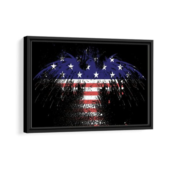 eagle american flag framed canvas black frame