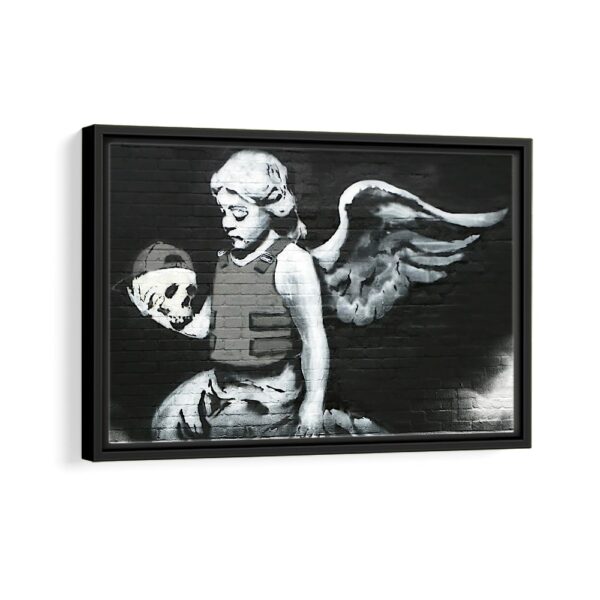 fallen angel framed canvas black frame