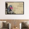 gorilla in a pink mask floating frame canvas